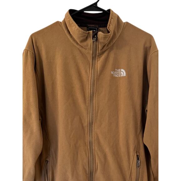Men's The North Face Brown Camel Full Zip Fleece Mock Neck Outdoor Warm Hiking L - Picture 3 of 8
